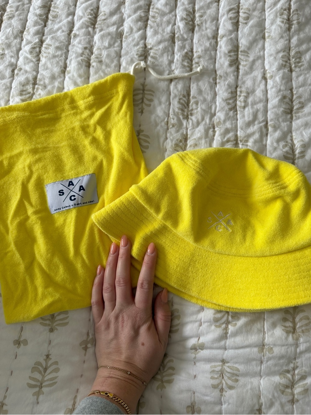 Yellow Bucket Hat with Matching Pouch